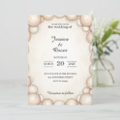 Pearl Frame Wedding Invitation Einladung (Stehend Vorderseite)
