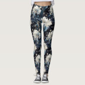 Pearl Galaxy Floral Navy Blaues Muster Leggings (Vorderseite)