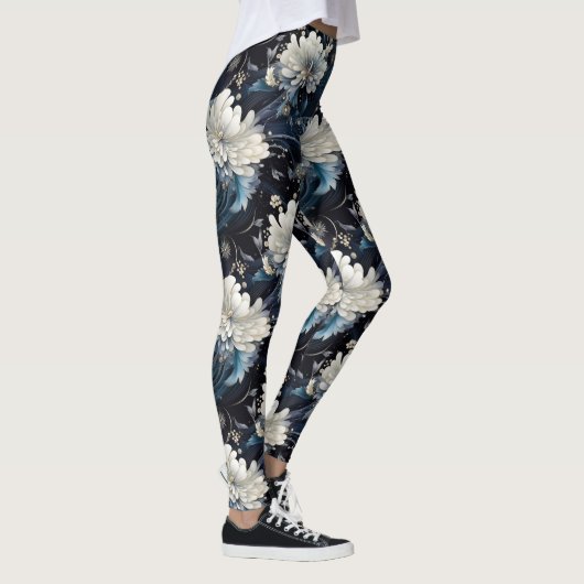 Pearl Galaxy Floral Navy Blaues Muster Leggings (Rechts)