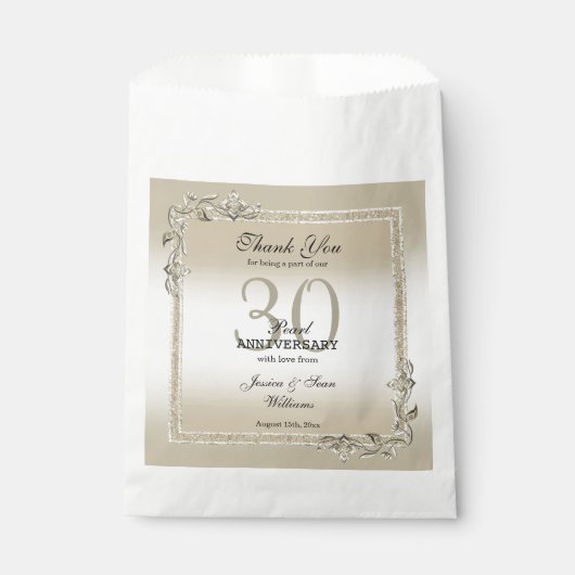 Pearl Gem & Glitzer 30. Hochzeitstag Geschenktütchen (Vorderseite)
