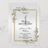 Pearl Gem & Glitzer & Platinum 1. Hochzeit Einladung (Vorne/Hinten)