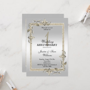 Pearl Gem & Glitzer & Silver 1. Hochzeit Einladung