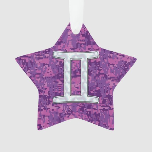 Pearl Gemini Zodiac Symbol auf Digital Camouflage Ornament (Vorderseite)