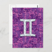 Pearl Gemini Zodiac Symbol auf Digital Camouflage Postkarte (Vorne/Hinten)