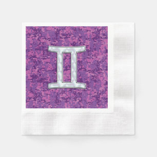 Pearl Gemini Zodiac Symbol auf Digital Camouflage Serviette
