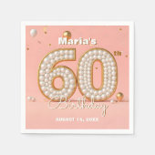 Pearl Gold and Soft Pink Elegant 60th Birthday Serviette (Vorderseite)