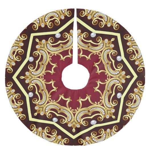 Pearl Gold Frame Illustration Hintergrund Polyester Weihnachtsbaumdecke (Vorderseite)