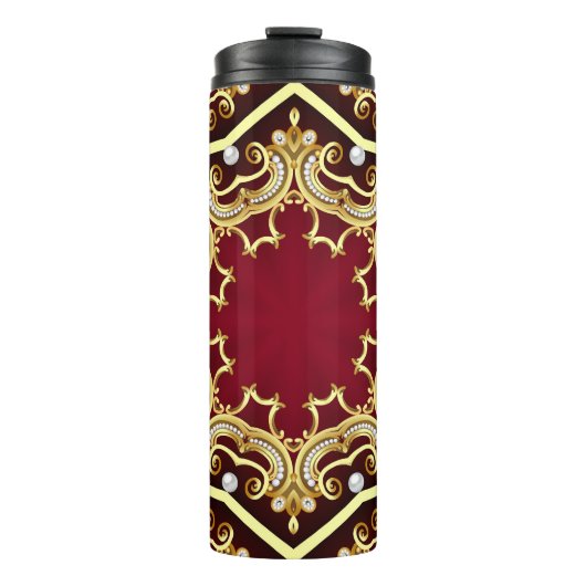 Pearl Gold Frame Illustration Hintergrund Thermosbecher (Vorderseite)