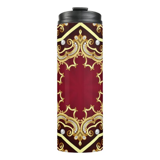 Pearl Gold Frame Illustration Hintergrund Thermosbecher (Vorderseite)
