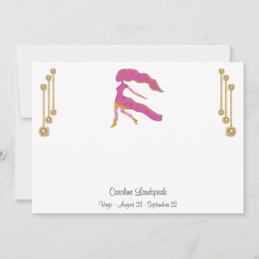 Pearl & Gold Juwelen mit Virgo Zodiac Sign Mitteilungskarte (Vorderseite)