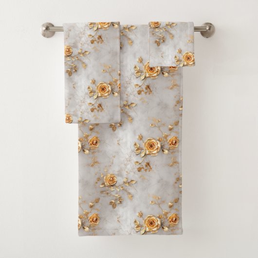 Pearl Gold Rose Floral Badhandtuch Set (Insitu)