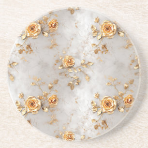Pearl Gold Rose Floral Getränkeuntersetzer