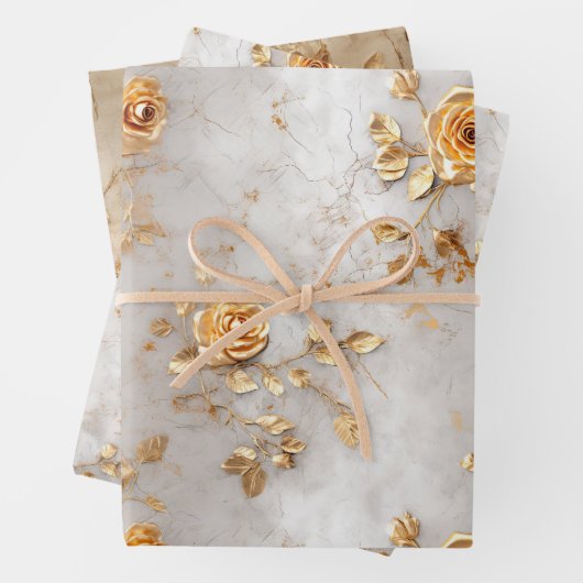 Pearl Gold Rose Hochzeit Geschenkpapier Set (Beispiel)