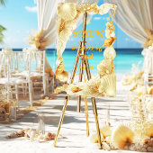 Pearl & Gold Seashell Welcome Wedding Acrylic Sign Acrylschild