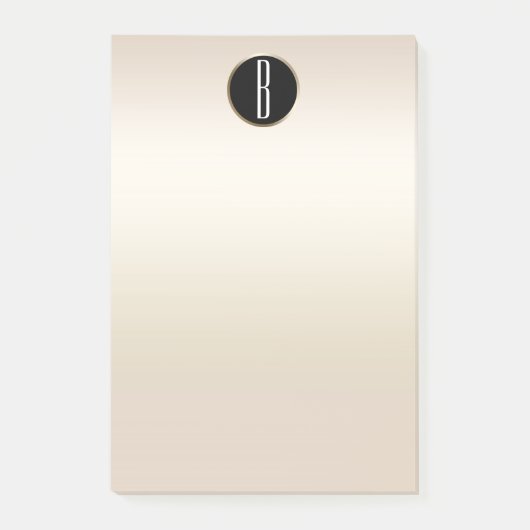 Pearl Gold Shimmer Glam Kraft Rustic Monogram Post-it Klebezettel (Vorderseite)