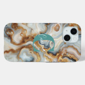 Pearl Golden Hübsch Botswana Agate Custom Monogram Case-Mate iPhone Hülle (Rückseite (Horizontal))