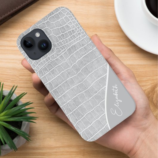 Pearl Gray Crocodile Personalized Case-Mate iPhone Hülle