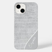 Pearl Gray Crocodile Personalized Case-Mate iPhone Hülle (Rückseite)