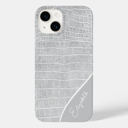 Pearl Gray Crocodile Personalized Case-Mate iPhone Hülle (Rückseite)