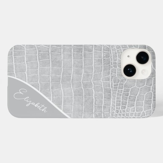 Pearl Gray Crocodile Personalized Case-Mate iPhone Hülle (Rückseite (Horizontal))