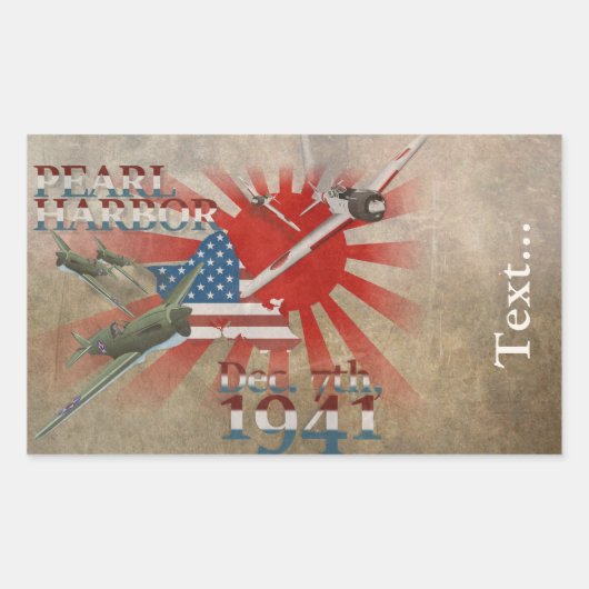Pearl Habor 7. Dezember 1941 Rechteckiger Aufkleber (Vorderseite)