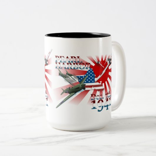 Pearl Habor 7. Dezember 1941 Zwei-Tone-Kaffee-Tass Zweifarbige Tasse (VorderseiteRechts)