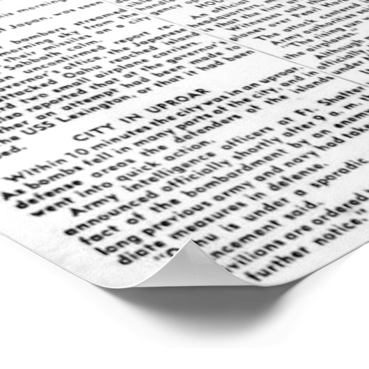 Pearl Harbor Attack Newspaper Poster (Ecke)