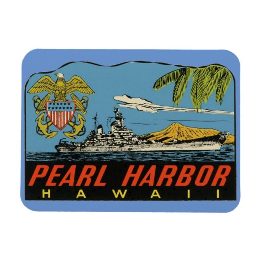 Pearl Harbour, Hawaii Vintage Travel Flexible Magn Magnet (Horizontal)