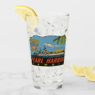 Pearl Harbour, Hawaii Vintage Travel Pint Glass Glas