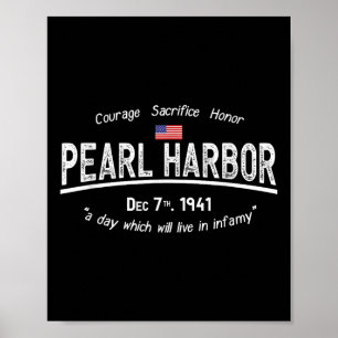 Pearl Harbour Memorial Day Hawaii Usa Flag Tag Poster