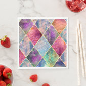 Pearl Harlequin Herringbone Trippy Hippie Rainbow Serviette (Beispiel)