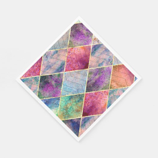 Pearl Harlequin Herringbone Trippy Hippie Rainbow Serviette (Ecke)