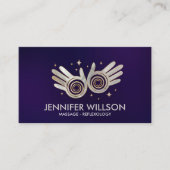 Pearl Healing Hands Energy Spiral auf Violett Visitenkarte (Vorderseite)