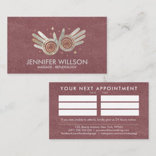 Pearl Healing Hands Energy Spiral Ernennung Visitenkarte (Vorne/Hinten)