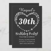 Pearl Heart Elegante Geburtstagsparty Einladung (Vorne/Hinten)