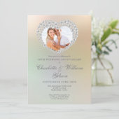 Pearl Heart Foto 30. Hochzeitstag Einladung (Stehend Vorderseite)