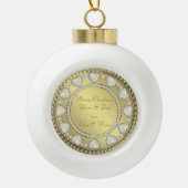 Pearl Heart Gold Weihnachts-Keramik Ornament (Vorderseite)