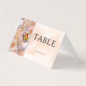 Pearl Heart Orange Floral Butterfly Tischnummern (Rückseite)