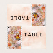 Pearl Heart Orange Floral Butterfly Tischnummern (Außenseite Aufgefaltet)