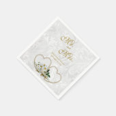 Pearl Hearts & Blume Damask Hochzeit Serviette (Ecke)