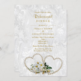 Pearl Hearts & Blume Damask Probe Dinner Einladung