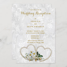 Pearl Hearts & Blume Damask Wedding Empfang