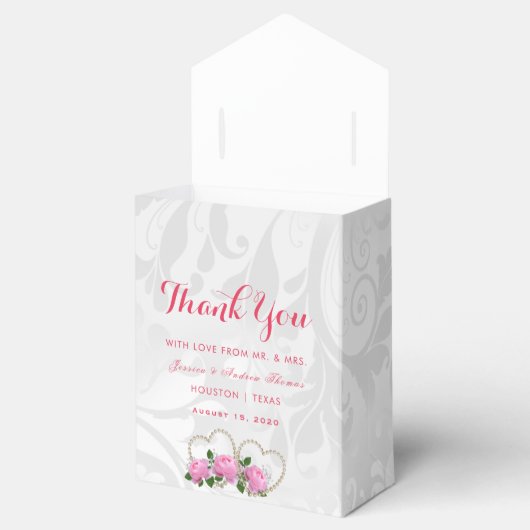Pearl Hearts & Rose Damask Wedding Geschenkschachtel (Geöffnet)