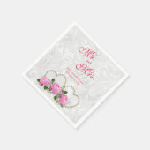 Pearl Hearts & Rose Damask Wedding Serviette (Ecke)