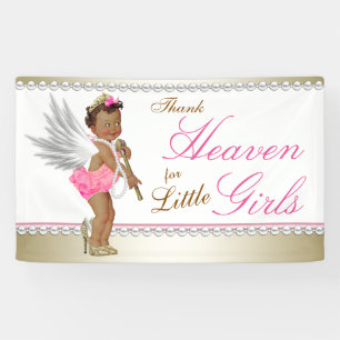 Pearl High Heel Princess Angel Ethnic Baby Dusche Banner