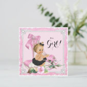 Pearl High Heel Shoe Baby Shower Einladung (Stehend Vorderseite)