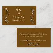 Pearl Icing auf der Mocha Wedding Website Card Begleitkarte (Vorne/Hinten)