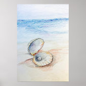 Pearl In Clam Shell Ocean Beach Waves  Poster (Vorne)