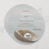 Pearl in Muschel Runde Bridal Dusche Einladung (Vorne/Hinten)