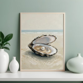 Pearl in Oyster by the Sea – Coastal Serenity Pain Poster